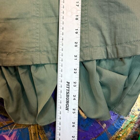 Free People Ruffle-Trim Military-Style Jacket in Sage Green -  Size XS - Picture 11 of 14